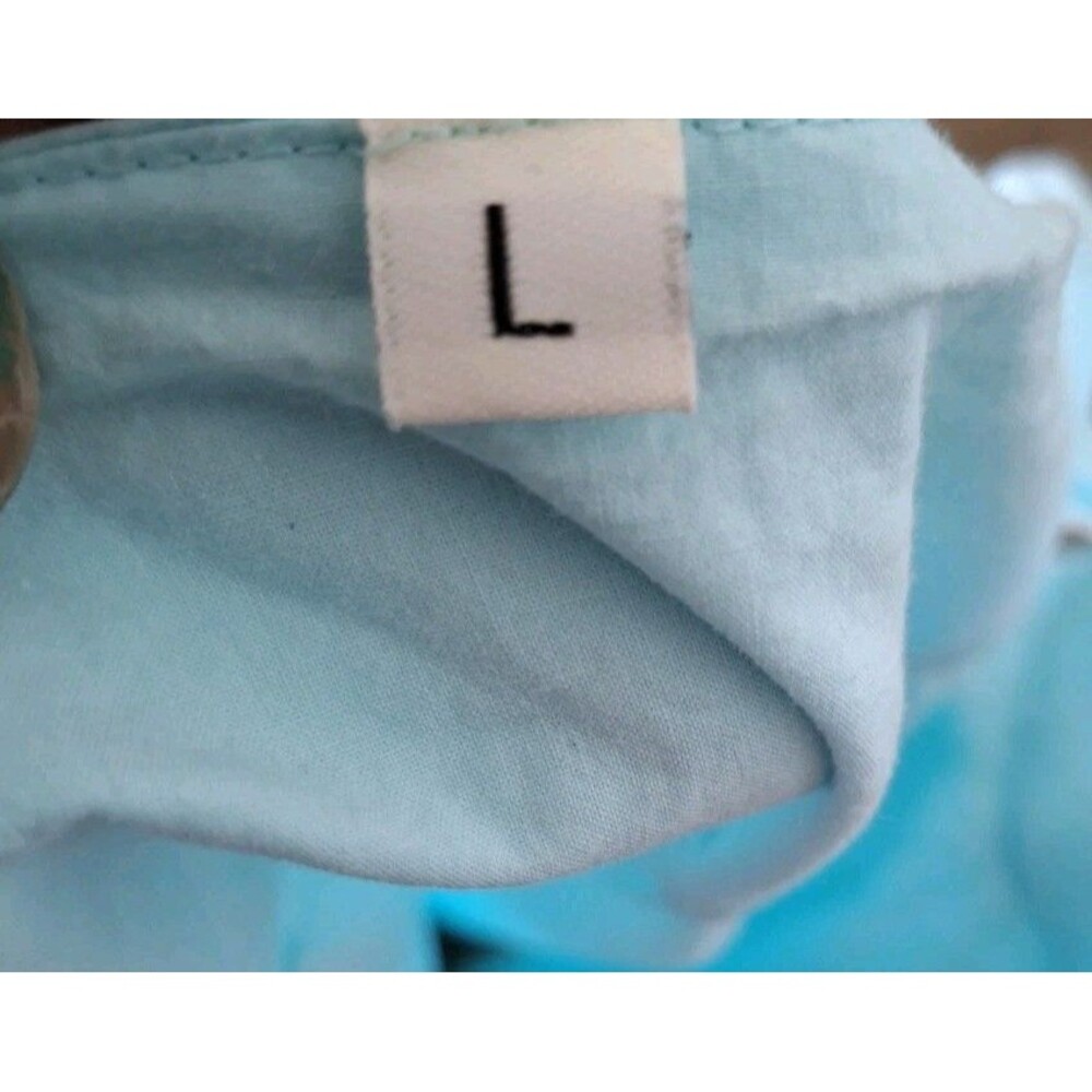 Victorian 100% Cotton Nightgown Large Seafoam Blue Cottagecore Modest Ruffled - Picture 3 of 8